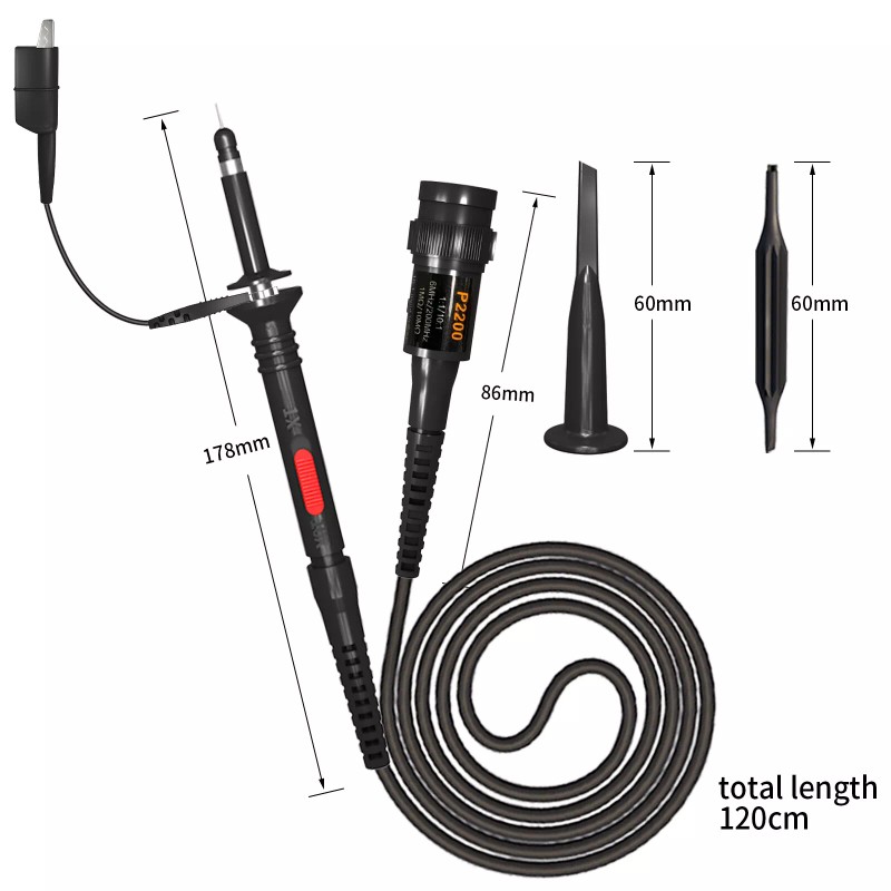 Peakelect 2-Pack Oscilloscope Clip Probes 200MHz with Accessory Kit 1X