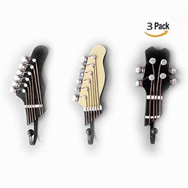 Gearmax 3 Pcs Wall Mounted Coat Hat Towel Hooks Hanger Guitar Shaped Vintage Decorative Clothes Hooks