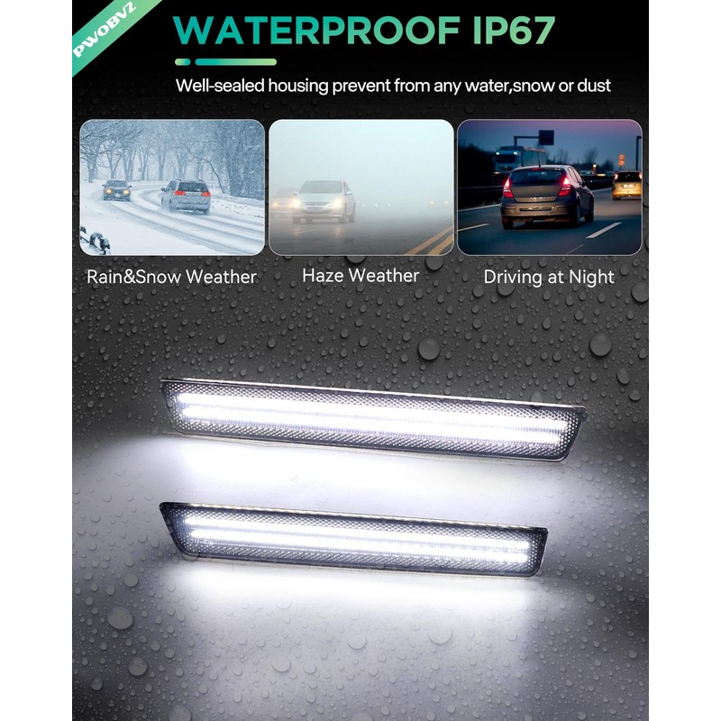PWOBVZ Dynamic White Side Marker Lights for Dodge Challenger 2015-2023,