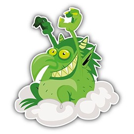 Zirni Monster On Cloud Funny Cartoon Sticker Decal Design