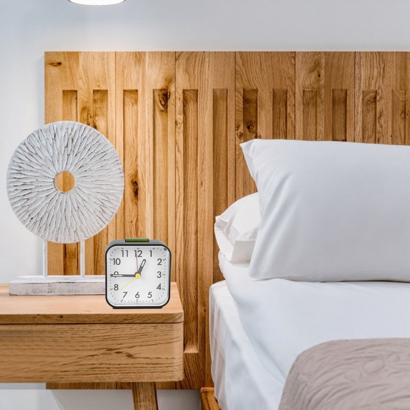 Small Clock Black Alarm Silent Minimalistic Design Snooze with Backlight