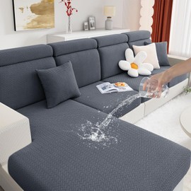 hyha - Fundas impermeables para cojín de sofá, resistentes al agua de doble capa, mantienen su lugar, lavables, tela jacquard gruesa, para 3 cojines, gris