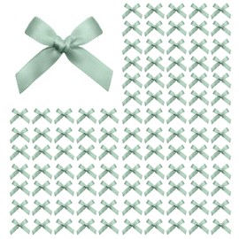 EONSUI 100PCS Mini Sage Green Bows Decoration, Tiny Satin Ribbon Ornaments for DIY, Crafts, Favors, Fit for Party, Birthday, Baby Shower, Christmas, Easter