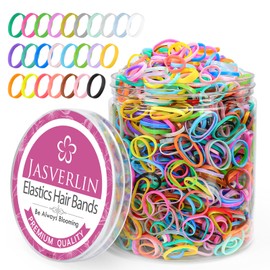 JASVERLIN Colorful Baby Rubber Bands for Hair Infants No Pull, 2000 Pcs Small Mini Elastics Hair Ties for Girls Toddler, No Damage Rainbow Hair Bands 25 Colors