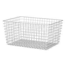 Whitmor 4 Pack Grey Wire Baskets for Organizing Office Wire Storage Baskets Wire Baskets Grey Metal Storage Baskets for Pantry Kitchen Bins Freezer