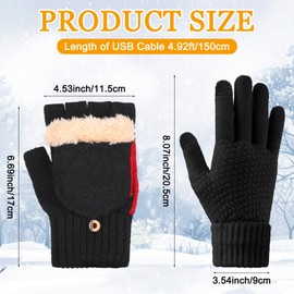 ShinyMatch 2 Pairs Winter USB Heated Gloves and Knitted Gloves Set for Women Men Thermal Hand Warmer Gloves(Gray)