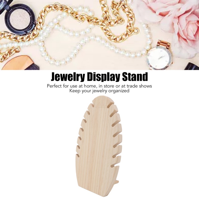 Jewelry Display Stand Freestanding Wooden Hand Made Flame Leaf Shape