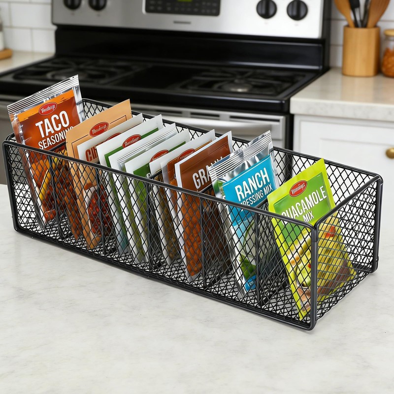 Qinpufu Spice Organizer for Cabinet, 6 Grid Metal Spice Rack,