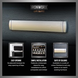 IronWorx Enigma 12" Premium Slimline Metal Letterbox White ❘ Fully Weather Sealed Letterbox, 180° Opening, Easy Install Ultra Durable Modern Design, Compatible with UPVC, Composite & Wooden Doors