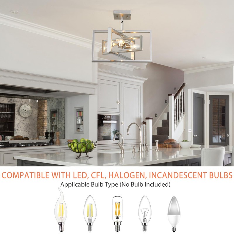 Majhoiw Modern Brushed Nickel Ceiling Light Fixture Modern 3 Lights