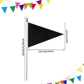 LyButty 20 Pack Solid Color Black Blank Pennant Flags on Wood Stick Small Mini Plain DIY Graffiti Flags,Decorations for Parades,Grand Opening,Kids Birthday,Sports Clubs,5x8 Inch