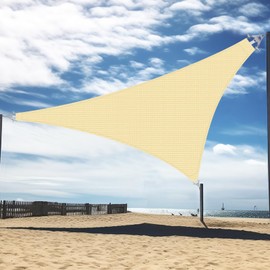 Shade&Beyond 20'x20'x20' Triangle Shade Sail with Super Rings, Commercial Grade UPF50 Canopy, Reinforced Corners & Edges Permeable 260GSM Fabric Heavy Duty Sun Shade for Patio, Light Grey