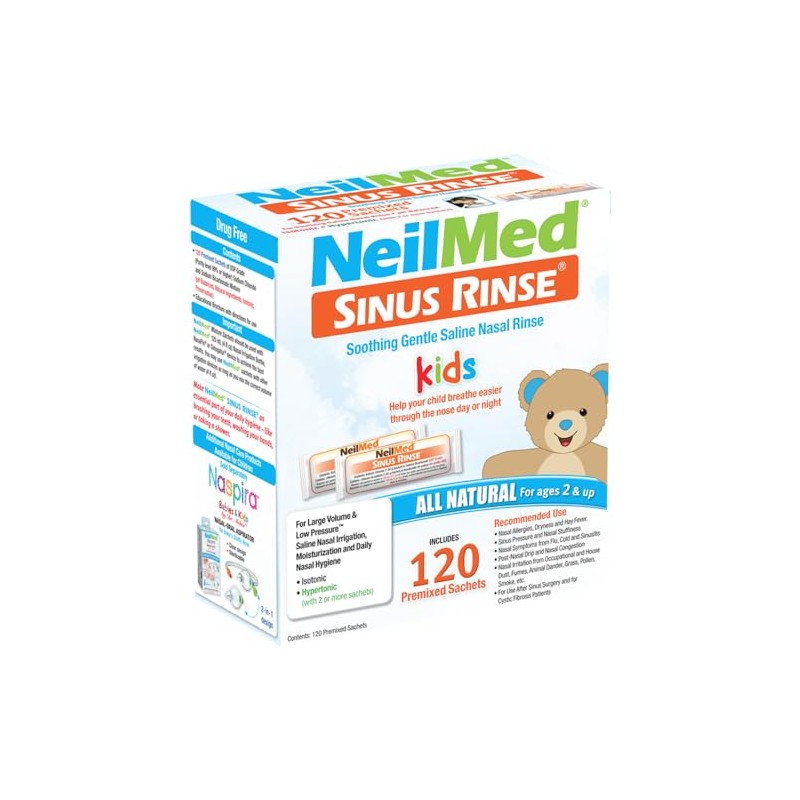 NeilMed's Sinus Rinse Pre-Mixed Pediatric Packets, 120-Count Boxes (Pack of