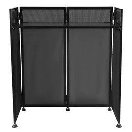 DJ Booth Flat Table Top, Professional DJ Facade with Booth Black White Max Capacity 220.46-330.69lbs, Adjustable DJ Event Facade Scrim for Conceal Equipment in Bars Music Festivals