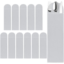 Weewooday 12 Pcs Anti Tarnish Silverware Storage Bags Velvet Flatware Organizer Sleeves for Teaspoons Cutlery Utensils Elegant Design (Grey)