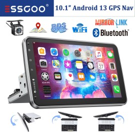 ESSGOO Car Stereo Single DIN Android 13 Rotatable Head Unit GPS +CAM WIFI 2G+16G 10.1''