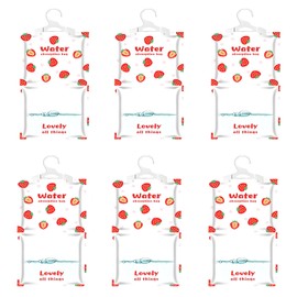 NICOLEKAY 6 Pack Moisture Absorber Hanging Bags, Fragrance Free Humidity Packs, Hanging Closet Dehumidifier Bags (Strawberry)