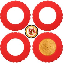 4 Pieces Mini Silicone Pie Nonstick Mini Pie Crust Protector for 4.5-6 Inch Kitchen Pie Baking Shield for Kitchen Cooking Baking Tools