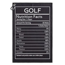 Msticey Golf Nutrition Facts Printed Microfiber Golf Towel with Clip, Golf Gifts for Dad Grandpa Mom Golf Coach Golf Lover, Father's Day Golfer Retirement Gifts, Golf Accessories for Men Women