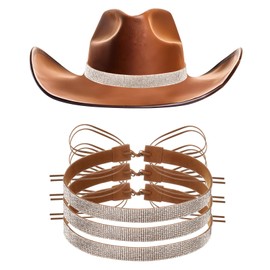 sourcing map 4 PCS Rhinestone Hat Band Cowboy Hat Bands Adjustable Western Accessories for Women Men Caps (Silver)