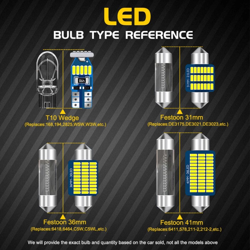 BMTxms 14pcs Interior LED Light Bulbs Map Dome For Nissan