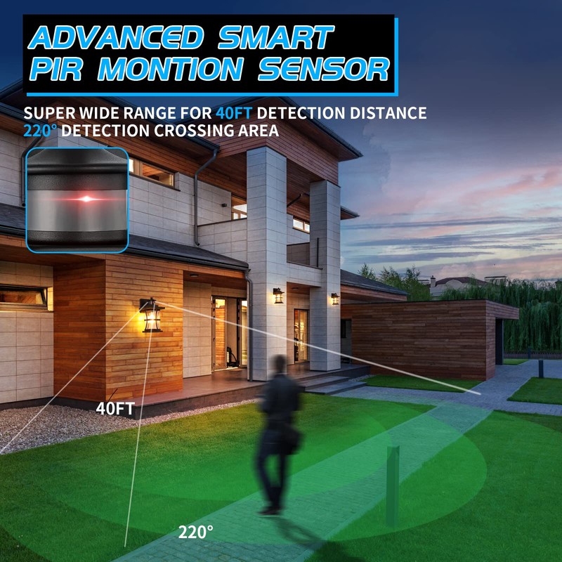 Motion Sensor Outdoor Wall Lights Fixture, Advanced Dusk to Dawn