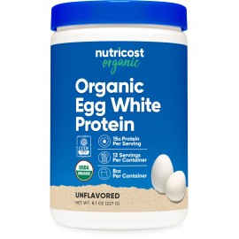 Proteína de clara de huevo orgánico Nutricost en polvo 8 oz (sin sabor)
