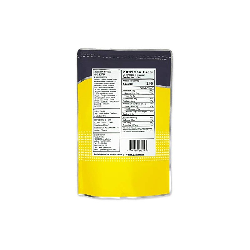 Qbubble Tea Powder Green Honeydew Powder, 2.2 Pound