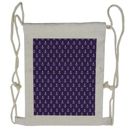 Lunarable Marine Drawstring Backpack, Repeating Anchor Pattern, Sackpack Bag