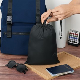 Drawstring Bag - UltraLight Nylon Cinch and Ditty Pouch For Home, Office, Outdoor (5 pack, Black) (Black, 9 x 12 inch)