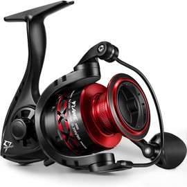 Piscifun Flame Spinning Reels, Ultralight Spinning Fishing Reel with 5.2:1 High Speed Gear Ratio, 13.2LBs Max Drag, Lightweight 9+1BB Ultra Smooth Fishing Reels, 2000 Series, Red.