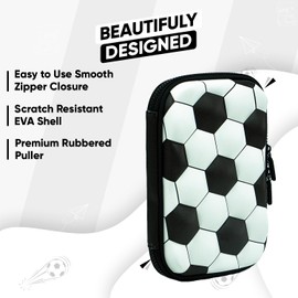 Ofsign Large Capacity Pencil Case for Boys and Girls, Pencil Case with Pen Holder, Stationery Bag with Zipper Mesh Pocket, Kids Pencil Case, White, M, Football