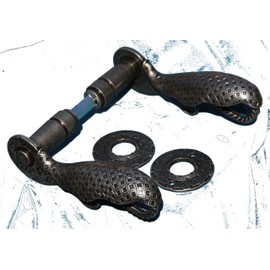 UHRIG Door Handle in Retro Look - Wrought Iron Handle Set with Rosette Door Handle Antique Black Nostalgic Door Handle - Rustic Complete Set (Pair)