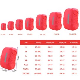 PINEPAN Rain Cover for Backpacks with Reflective Stripes, Waterproof Rain Cover, School Bag, Reflector Backpack Cover, Red, 35L