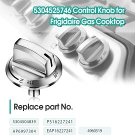 For Frigidaire 5PCS Gas Stove Knob Cooktop Knob 5304525746 Replacement for Frigidaire Models