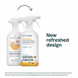 ATTITUDE Laundry Stain Remover for Baby Clothes, Plant- and Mineral-Based Ingredients, Vegan and Cruelty-free Laundry Products for Sensitive Skin, Unscented, 27 Fl Oz