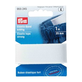 Prym 955245 Elastic-Band kräftig 25 mm weiß, 72 Prozent PES 28 Prozent ED