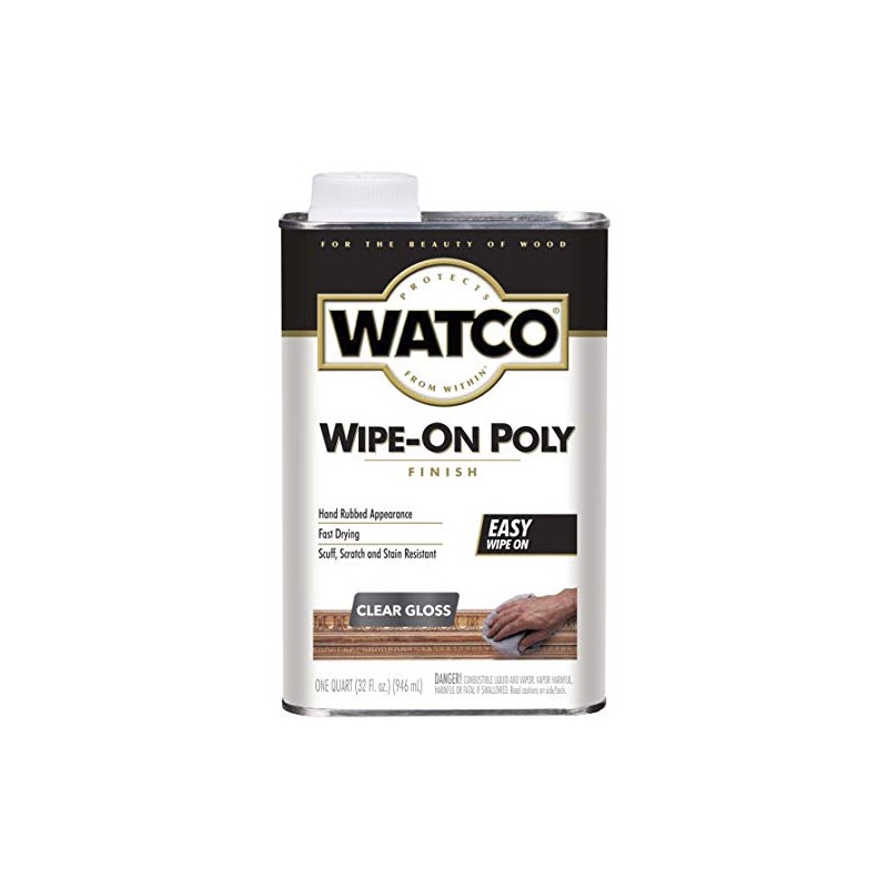 Watco 68041 Wipe-On Polyurethane Finish, Quart, Clear Gloss