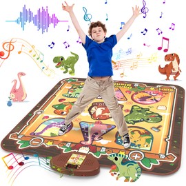 Skirfy Dinosaur Toys, Dance Mat Boys Toys for Kids 3-8, Electronic LED Dance Pad with 7 Games Mode, 5 Challenge Levels, Birthday Gift for Girl 3-10 Years Old