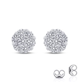 La Joya Lab Grown 1/2 Carat Diamond Stud Earrings | 925 Sterling Silver Diamond Earrings | Dazzling Color and Clarity Diamonds
