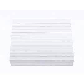 A6 Ruled Index/Revision Cards, Pack of 100, 300gsm Board, Zero Plastic Packaging