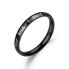 MAGIIE Jewellery Men's Rings Steel Titanium Women's Keep Going Rings Black Couple Partner Rings Size 52 to 70, Stainless Steel, No Gemstone
