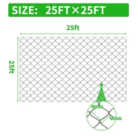 Vocray Woven Bird Netting 25X25 FT, 1/2" Mesh, Strong Bird Net Protect Fruit Trees, Blueberry, Vegetables, Strawberry Plants, Garden Netting Pest Barrier, Against Deer, Squirres, Small Critters