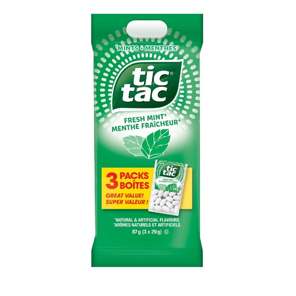 Tic Tac Mints, Fresh Mint, Mint Candy, 29g Singles, 3 Count Candy Mint Sleeve, Ideal Stocking Stuffer