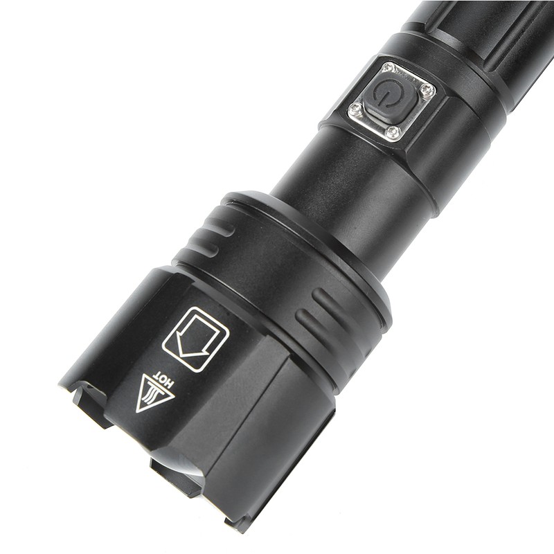 P90 Super Bright IPX4 Waterproof LED Flashlight USB Charging Zoom