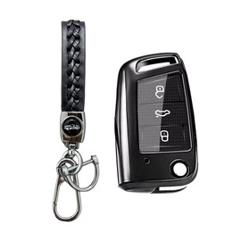 MEDZUK Key Case Compatible with VW Arteon 2017-2023 2024 Car Key Case Protection, Key Case Accessories with Key Fob (Black)