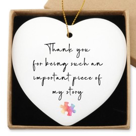 Thank You Gifts for Women Thank You for Being Such an Important Piece of My Story Hanging Ornament Nurse Teacher Appreciation Gifts Farewell Gift for Coworkers Friends Christmas Ceramic Heart Keepsake