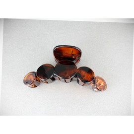 Perfect Hairstyle with Our Hair Accessories - Brown Hair Clip Plastic 3.75" Long Big Barrette Claw Clamp Circle Medallion Coin Fashionable Hair Accessory Hair Jewelry Accessories for Lady Women