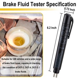 ecocstm Brake Fluid Tester, Brake Fluid Moisture Tester, Brake Fluid Liquid Tester Pen with 5 LED Indicators, Auto Brake Diagnostic Checker Tool for DOT3 DOT4 DOT5.1 Brake Fluid