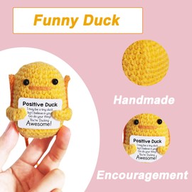 Swinging Duck Positive Duck Emotional Support Nuggets Positive Crochet Animals with Positive Card Handmade Knitted Duck for Birthday Car